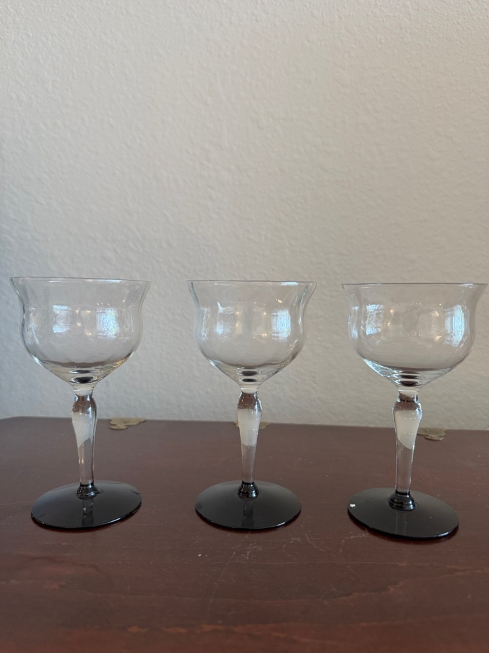 Clear Glass Weston Wine Goblets with Black Base - Set of 3